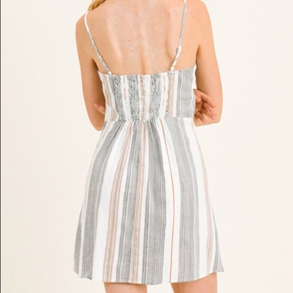 Small Ivory/Gray Stripped Mini Dress - Picture 6 of 6
